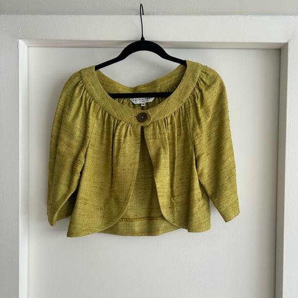 Trina Turk silk cropped short sleeve cardigan button blouse - Picture 1 of 4